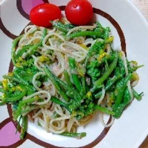 アスパラ菜と手作りツナ☆スパゲッティー